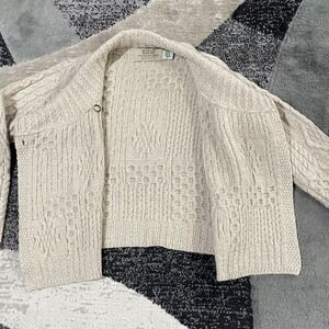 Aran Sweater Market Sweater Women Large Brown Merino Wool Shawl Collar Ireland